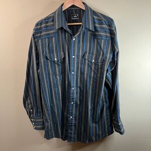 Roper Striped Pearl Snap‎ Shirt - Mens XL